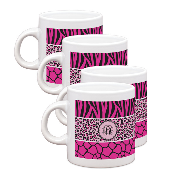 Custom Triple Animal Print Single Shot Espresso Cups - Set of 4 (Personalized)