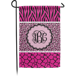 Triple Animal Print Small Garden Flag - Double Sided w/ Monograms