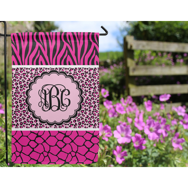Triple Animal Print Garden Flag - Outside In Flowers
