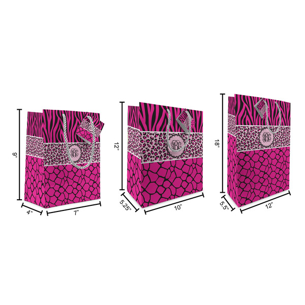 Triple Animal Print Gift Bags - All Sizes - Dimensions