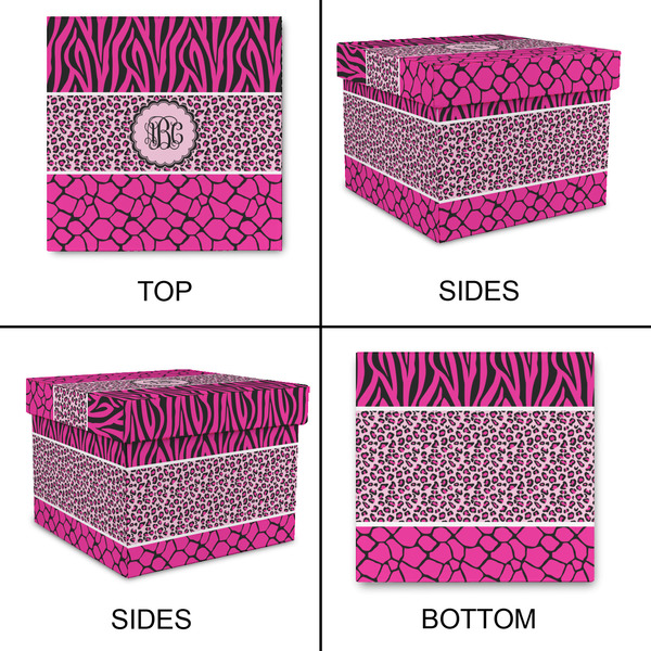 Triple Animal Print Gift Boxes with Lid - Canvas Wrapped - Large - Approval