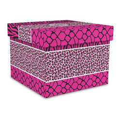 Triple Animal Print Gift Box with Lid - Canvas Wrapped - Large (Personalized)