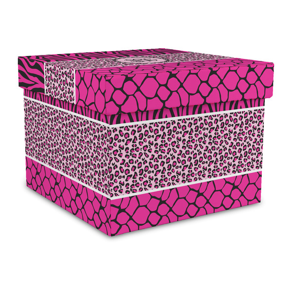 Custom Triple Animal Print Gift Box with Lid - Canvas Wrapped - Large (Personalized)