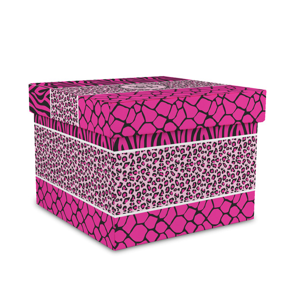 Custom Triple Animal Print Gift Box with Lid - Canvas Wrapped - Medium (Personalized)