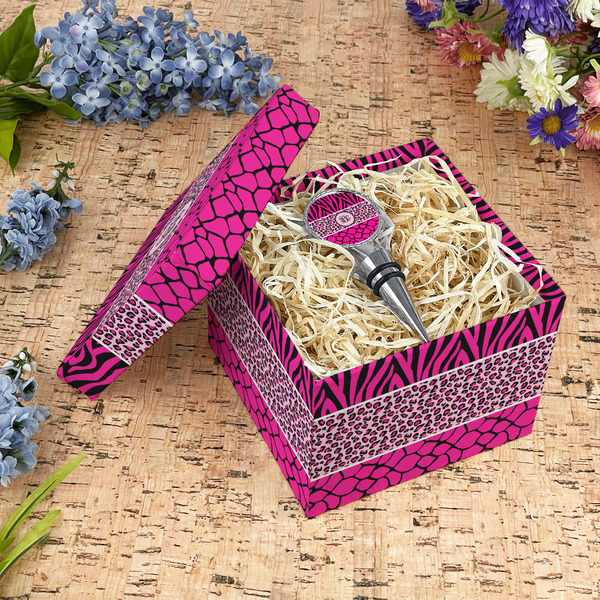 Triple Animal Print Gift Boxes with Lid - Canvas Wrapped - Medium - In Context