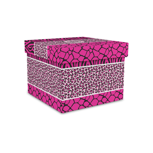 Custom Triple Animal Print Gift Box with Lid - Canvas Wrapped - Small (Personalized)