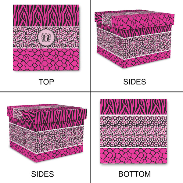 Triple Animal Print Gift Boxes with Lid - Canvas Wrapped - X-Large - Approval