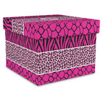 Triple Animal Print Gift Box with Lid - Canvas Wrapped - XX-Large (Personalized)