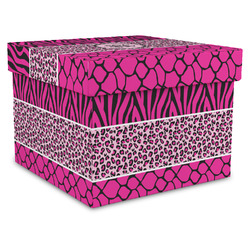 Triple Animal Print Gift Box with Lid - Canvas Wrapped - XX-Large (Personalized)