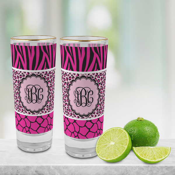 Triple Animal Print Glass Shot Glass - 2 oz - LIFESTYLE