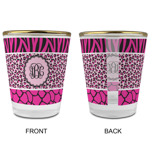 Triple Animal Print Glass Shot Glass - with gold rim - APPROVAL