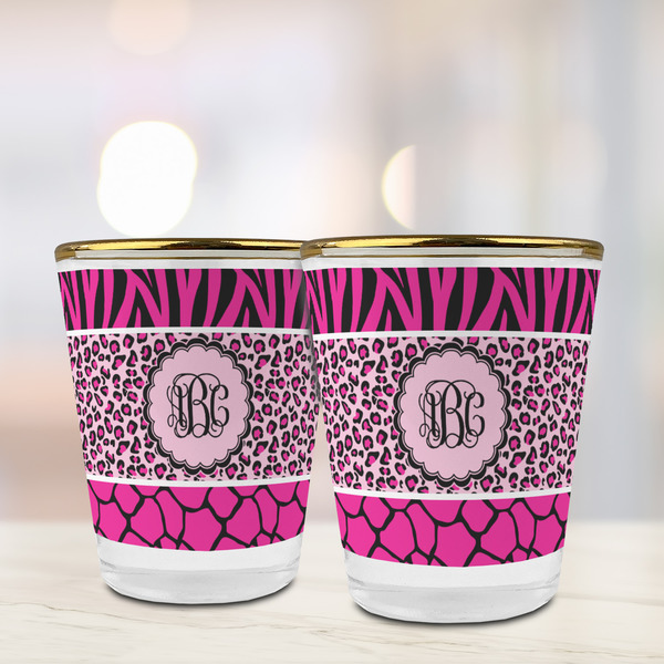 Triple Animal Print Glass Shot Glass - with gold rim - LIFESTYLE