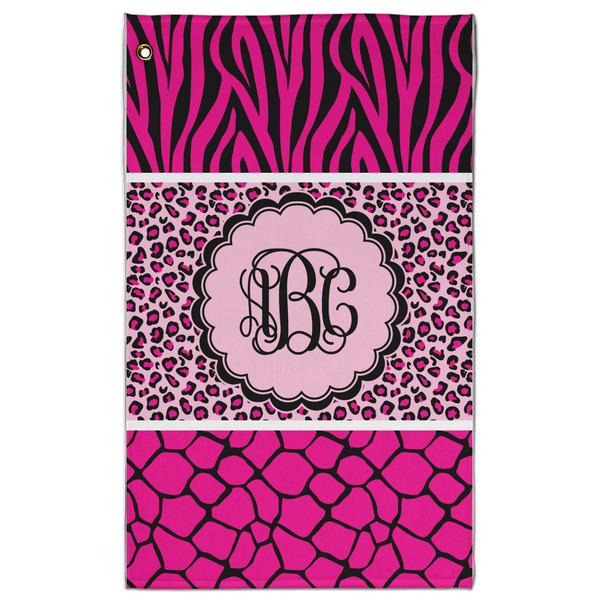 Custom Triple Animal Print Golf Towel - Poly-Cotton Blend w/ Monograms