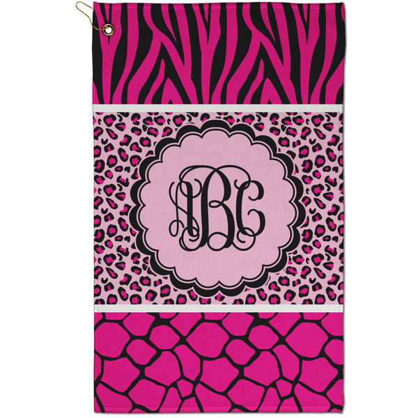Custom Triple Animal Print Golf Towel - Poly-Cotton Blend - Small w/ Monograms