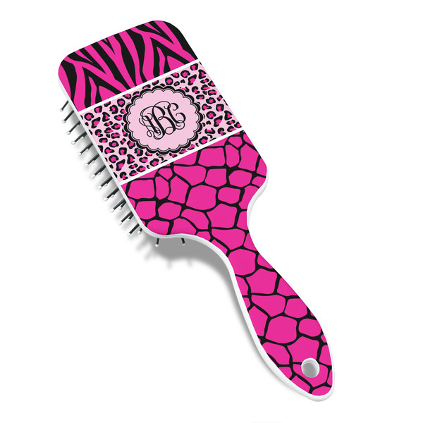 Triple Animal Print Hair Brush - Angle View