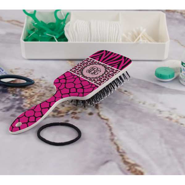 Triple Animal Print Hair Brush - In Bathroom