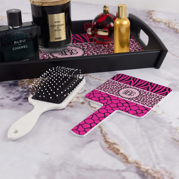 Triple Animal Print Hand Mirror - With Hair Brush