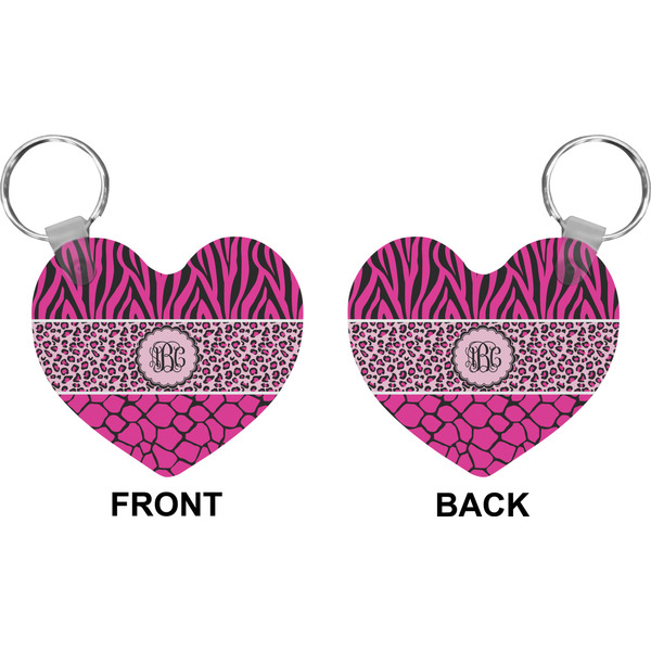 Triple Animal Print Heart Keychain (Front + Back)