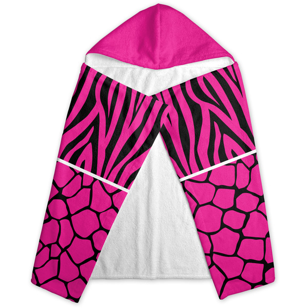 Triple Animal Print Hooded Towel - Folded