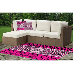 Triple Animal Print Indoor / Outdoor Rug - Custom Size w/ Monogram