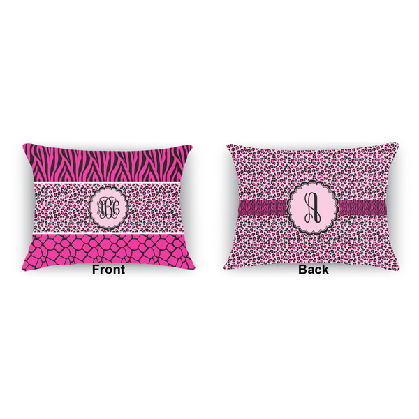 Triple Animal Print  Indoor Rectangular Burlap Pillow (Front and Back)