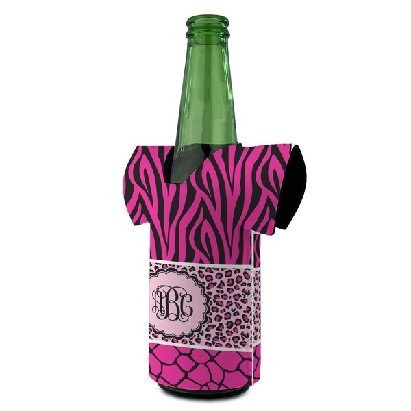 Triple Animal Print Jersey Bottle Cooler - ANGLE (on bottle)