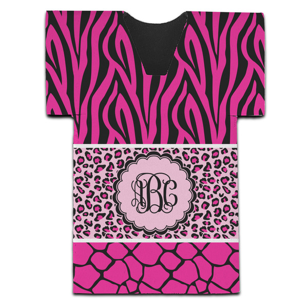 Custom Triple Animal Print Jersey Bottle Cooler (Personalized)