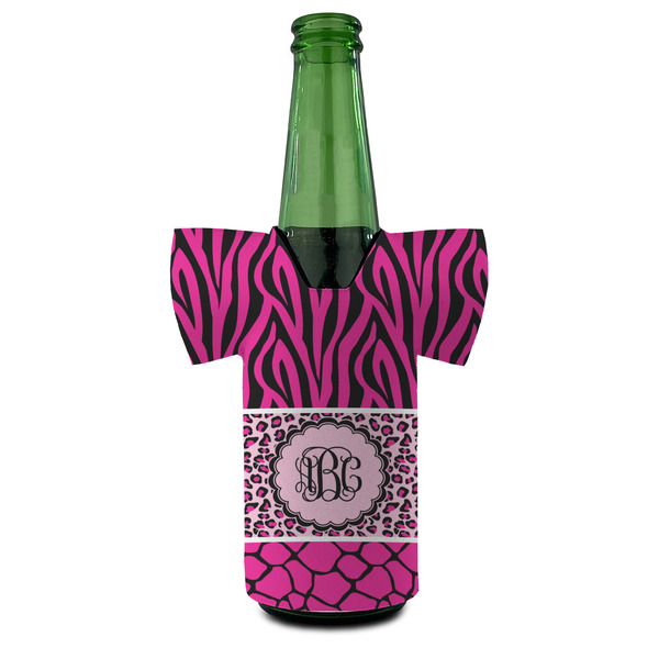 Triple Animal Print Jersey Bottle Cooler - FRONT (on bottle)