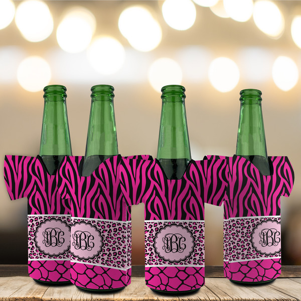 Triple Animal Print Jersey Bottle Cooler - Set of 4 - LIFESTYLE