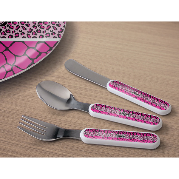 Triple Animal Print Kids Flatware w/ Plate