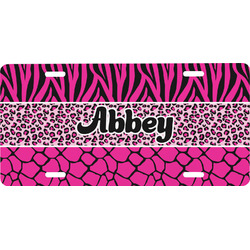 Triple Animal Print Front License Plate (Personalized)