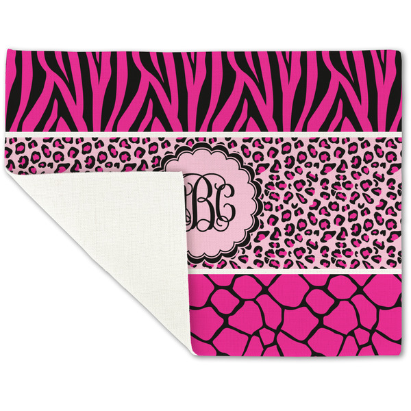 Triple Animal Print Linen Placemat - Folded Corner (single side)