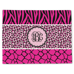 Triple Animal Print Single-Sided Linen Placemat - Single w/ Monogram