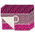 Triple Animal Print Single-Sided Linen Placemat - Set of 4 w/ Monogram
