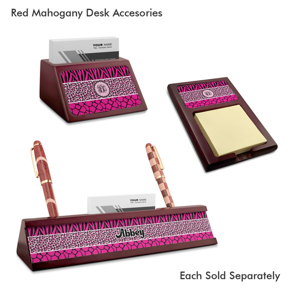 Triple Animal Print Mahogany Desk Accessories