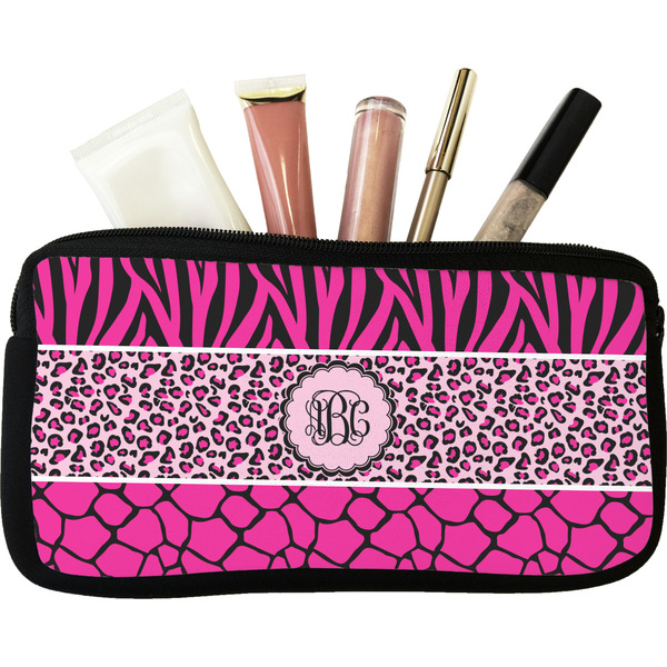Custom Triple Animal Print Makeup / Cosmetic Bag (Personalized)