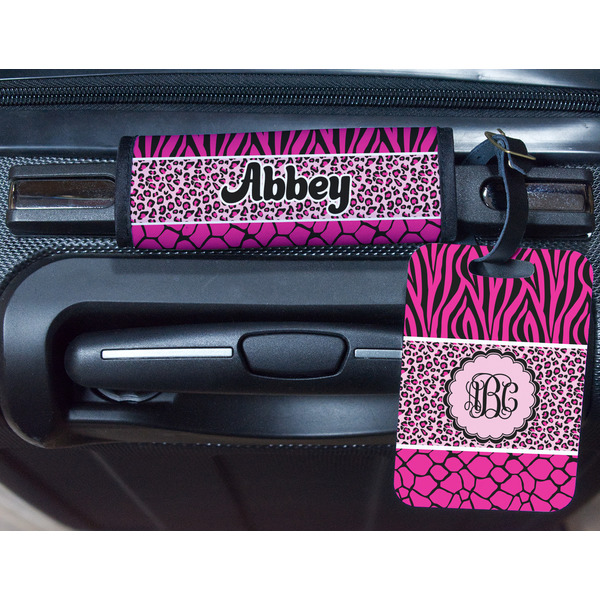 Triple Animal Print Metal Luggage Tag & Handle Wrap - In Context