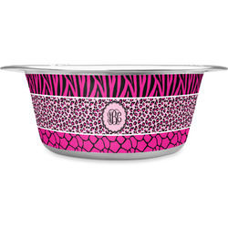 Triple Animal Print Stainless Steel Dog Bowl (Personalized)