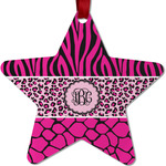 Triple Animal Print Metal Star Ornament - Double Sided w/ Monogram