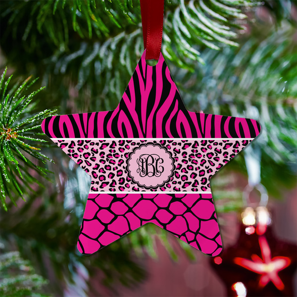 Triple Animal Print Metal Star Ornament - Lifestyle