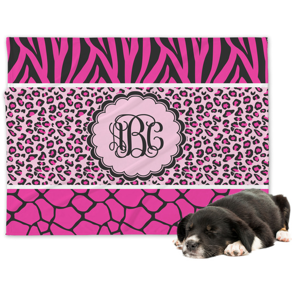 Custom Triple Animal Print Dog Blanket - Large (Personalized)