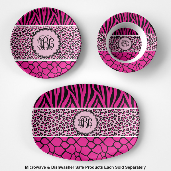Triple Animal Print Microwave & Dishwasher Safe CP Plastic Dishware - Group