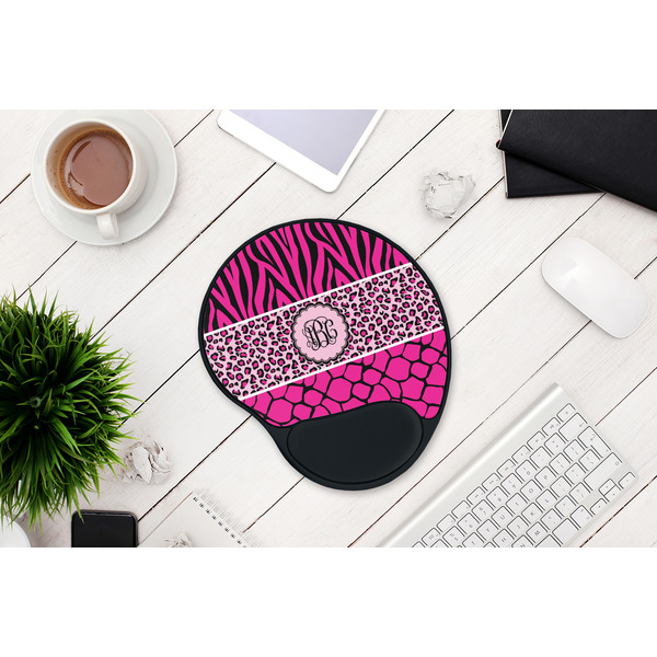 Triple Animal Print Mouse Pad with Wrist Rest - LIFESYTLE 1