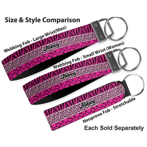 Triple Animal Print Multiple Key Ring comparison sizes
