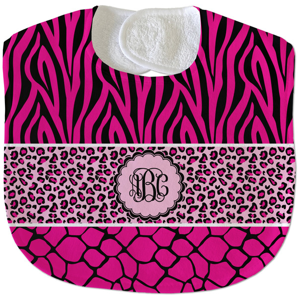 Triple Animal Print New Baby Bib - Closed and Folded