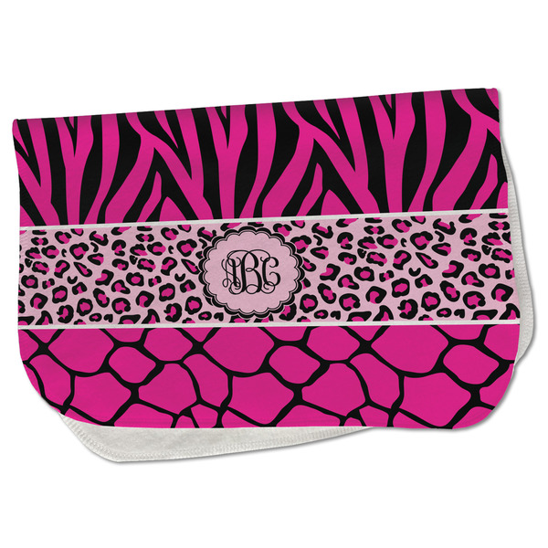 Custom Triple Animal Print Burp Cloth - Fleece w/ Monogram