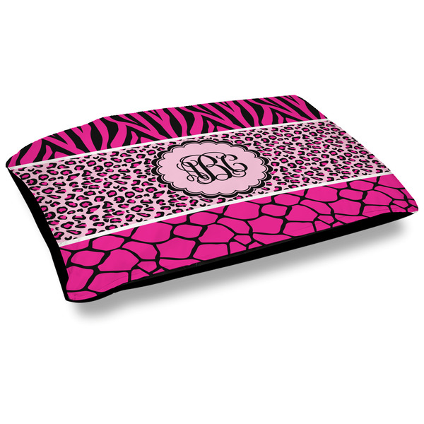 Custom Triple Animal Print Dog Bed w/ Monogram
