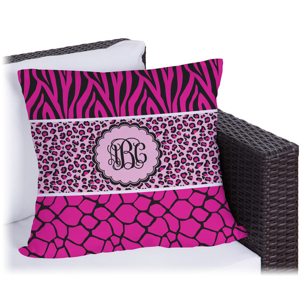 Custom Triple Animal Print Outdoor Pillow - 16" (Personalized)