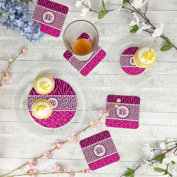 Triple Animal Print Paper Coasters - In Context