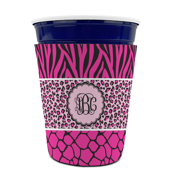 Triple Animal Print Party Cup Sleeves - without bottom - FRONT (on cup)